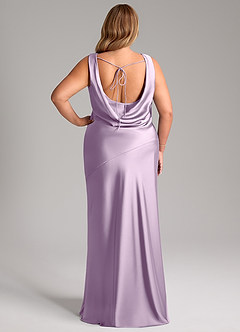 Azazie Rylina Bridesmaid Dresses Frosted Lilac Mermaid Stretch Satin Dress image8