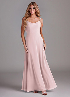 Azazie Daenerys Bridesmaid Dresses Blushing Pink A-Line Cowl Chiffon Dress image3