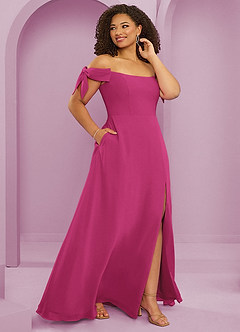 Barbie ♥ Azazie Bridesmaid Dresses Barbie Pink A-Line Off the Shoulder Chiffon Convertible Dress image12