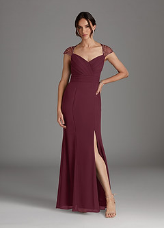 Azazie Blanchett Mother of the Bride Dresses Cabernet Mermaid Sequins Chiffon Dress image2
