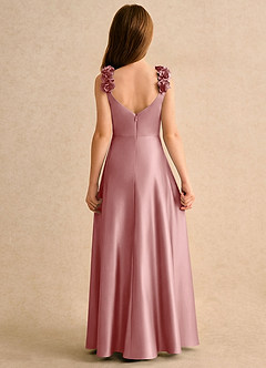 Azazie Rosita Girls Formal Flower Girl Dresses Dusty Rose A-Line Pleated Stretch Satin Dress image5