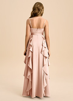 Azazie Peyton Junior Robe Trapèze en Satin extensible Plissée Or Rose image3