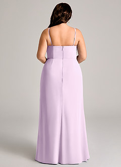 Azazie Maci Bridesmaid Dresses Frosted Lilac Sheath Pleated Chiffon Dress image9