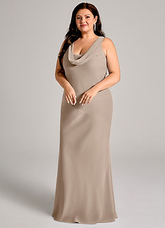 Azazie Rylina Bridesmaid Dresses Taupe Mermaid Pleated Chiffon Dress image9