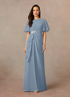 Azazie Rain Mother of the Bride Dresses Dusty Blue Sheath Beaded Chiffon Dress image1