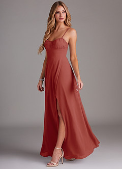 Azazie Breonna Final Sale Terracotta A-Line Sweetheart Neckline Chiffon Dress image3