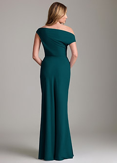 Azazie Emerson Bridesmaid Dresses Pine Sheath Off the Shoulder Chiffon Dress image4