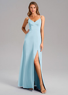 Azazie Talina Bridesmaid Dresses Sky Blue A-Line Stretch Satin Dress image3