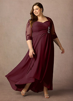 Azazie Anne Mother of the Bride Dresses Cabernet Sheath Sweetheart Sequins Lace Dress image12