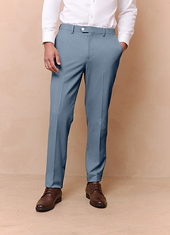 front James Dusty Blue Structured Stretch Dress Pants