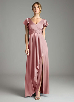 Azazie Omari Bridesmaid Dresses Dusty Rose A-Line Stretch Satin Dress image3