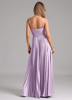 Azazie Vini Jurken voor bruidsmeisjes Jurk van Stretch Satijn met A-Lijn Geplooid Frosted Lila image6