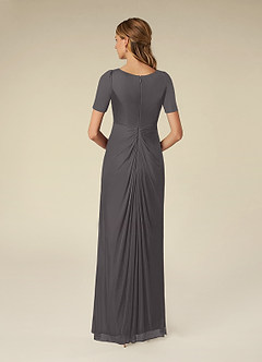 Azazie Bessie Mother of the Bride Dresses Steel Grey A-Line Pleated Mesh Dress image2