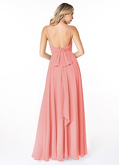 Azazie Gracie Final Sale Coral A-Line Pleated Chiffon Dress image2