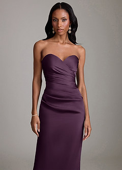 Azazie Sonora Suknie dla druhen Osłona Bez ramiączek Satyna elastyczna Do ziemi Sukienka image5