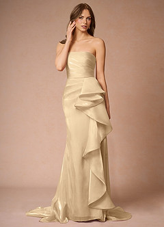 champagne colored strapless dress Champagne Strapless Ball Gown Wedding Dress