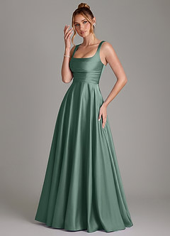 Azazie Azaria Brautjungfernkleider A-Linie Korsett Stretch-Satin Kleid Eukalyptus image3
