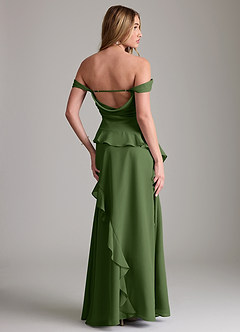 Azazie Sloane Vestidos de damas de honor Vestido de Oliva de Gasa de Corte en A con Escote de Corazón image7