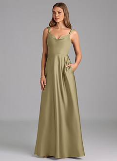 Azazie Beatrice 신부 들러리 드레스 A라인 스윗하트 네크라인 스트레치 새틴 바닥 길이 드레스 image3