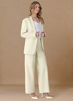 front Amelia Ivory Refined Weave Performance Oversized Blazer