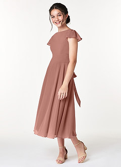 Azazie Payton Junior Jurk van Chiffon met A-Lijn Boog Ceder Roos image5