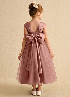 Azazie Chickadee Robe Demoiselle D'honneur Fillette Robe Princesse en Mat Satiné Encolure en Forme de Cœur Rose De Cèdre image3