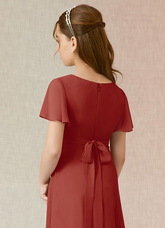 Azazie Induh Junior Terracotta A-Line Ruched Chiffon Dress image5