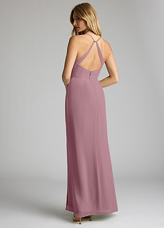 Azazie Becca Bridesmaid Dresses Vintage Mauve Sheath V-Neck Chiffon Dress image6