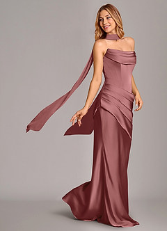 Azazie Pelagia Brautjungfernkleider Wandelbar Meerjungfrau-Linie Korsett Stretch-Satin Kleid Amethyst image2