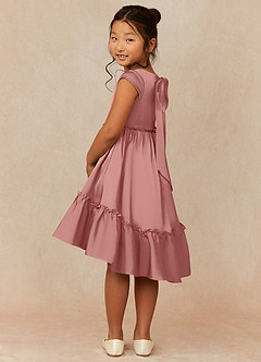 Azazie Lee Flower Girl Dresses Rosette A-Line Bow Stretch Satin Dress image4
