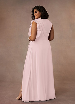 Azazie Narine Abiti per la Madre della Sposa Abito A-Line in Chiffon con Scollo Alto a Pieghe Rosa Rossore image16