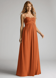 Azazie Llana Maternity Bridesmaid Dresses A-Line Chiffon Floor-Length Dress image1