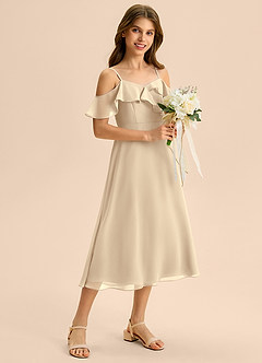 Azazie Kamilla Junior Klä av A-Line i Chiffong Av axeln image1