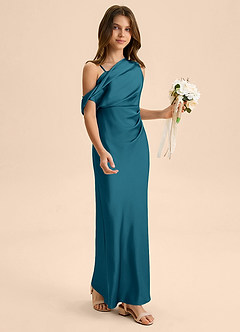 Azazie Emerson Junior Klä av Tubklänning i Stretch Satin Av axeln image5