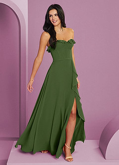Barbie ♥ Azazie Bridesmaid Dresses Olive A-Line Sweetheart Neckline Chiffon Dress image4