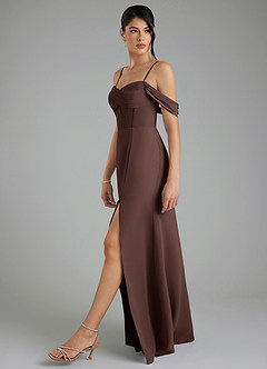 Azazie Cece Bridesmaid Dresses Ganache A-Line Off the Shoulder Chiffon Dress image8
