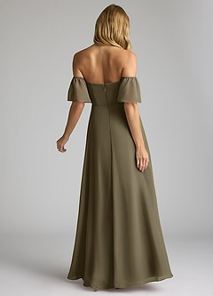 Azazie Sue Brautjungfernkleider Wandelbar Eine Linie Schulterfrei Chiffon Kleid Weidengrün image3