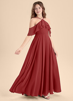 Azazie Tessabelle Junior Vestido de Óxido de Gasa de Corte En A con Vestidos sin tirantes image3