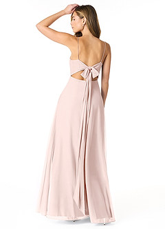 Azazie Rae Final Sale Blushing Pink A-Line Bow Mesh Dress image2