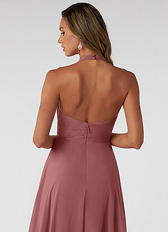 Azazie Tessie Bridesmaid Dresses Amethyst A-Line V-Neck Pleated Chiffon Dress image4