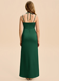 Azazie Nova Junior Dark Green A-Line Pleated Stretch Satin Dress image2