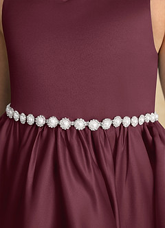 Azazie Julietta Flower Girl Dresses Cabernet Ball-Gown Convertible Tulle Dress image10