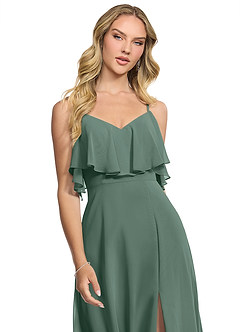 Azazie Jean Bridesmaid Dresses Sea Moss A-Line Chiffon Convertible Dress image4