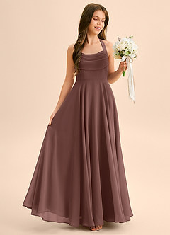 Azazie Kady Junior A-Linie Herzausschnitt Chiffon Kleid Espresso image5