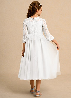 Azazie Lamb Girl Jurken voor bloemenmeisjes Baljurk Jurk van Kant Ivoor image2