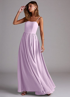 Azazie Calianna Bridesmaid Dresses Frosted Lilac A-Line Off the Shoulder Chiffon Convertible Dress image3