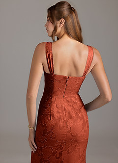Azazie Denice Bridesmaid Dresses Auburn Mermaid Pleated Floral Burnout Dress image2