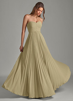 Azazie Chiana Final Sale Dusty Blue A-Line Strapless Chiffon Dress image1
