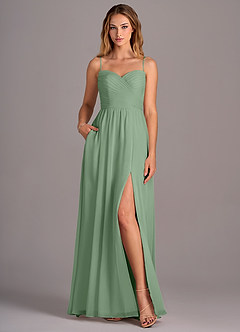 Azazie Joni Bridesmaid Dresses Matcha A-Line Strapless Chiffon Convertible Dress image4