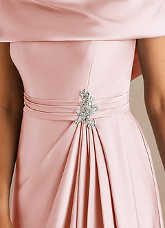 Azazie Branford Mother of the Bride Dresses Blushing Pink A-Line Pleated Stretch Satin Dress image4
